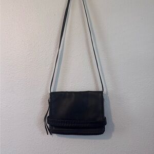 ALL SAINTS Club Medium Clutch Purse Black 100% Leather